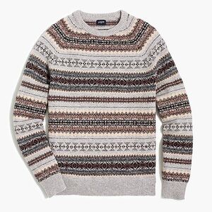 J. Crew Mercantile Fair Isle Crewneck Sweater Wool Blend Nordic Alpine Winter XL